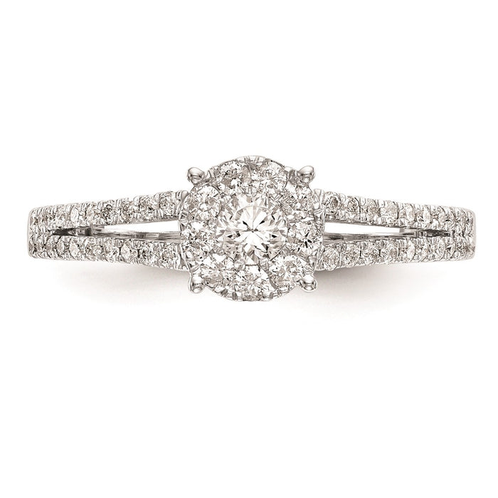 Buy Stylish 14K White Gold 1/2 Carat Diamond Halo Cluster Engagement Ring-4