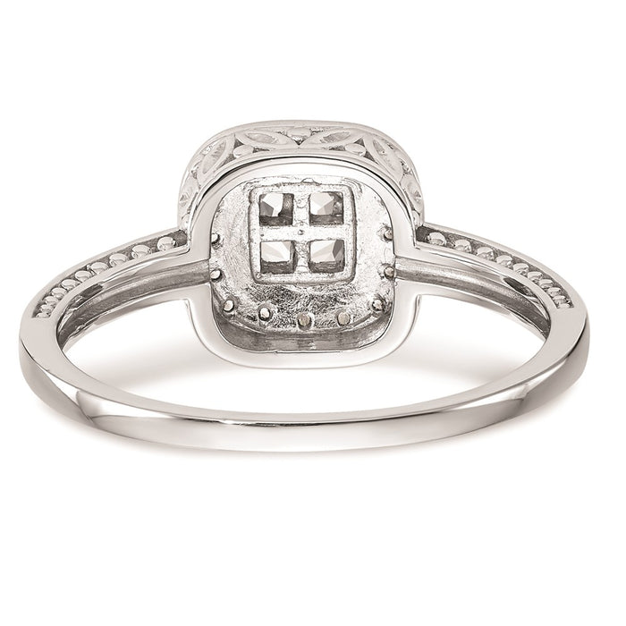 Buy Exclusive 14K White Gold Square Halo Cluster Engagement Ring - 1/5 Carat Diamonds at Affordable Price-5