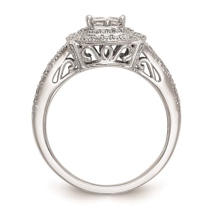 High-Quality 14K White Gold Halo Cluster Engagement Ring, 5/8 Carat Diamonds - Affordable Luxury!-2