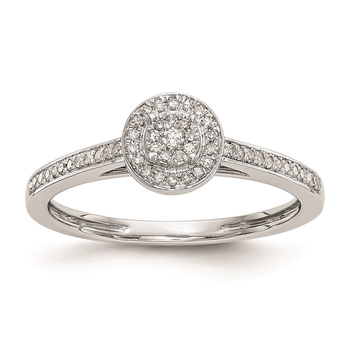 Exclusive 10K White Gold Halo Cluster Engagement Ring | 1/5 Carat Diamond, Value Price-1