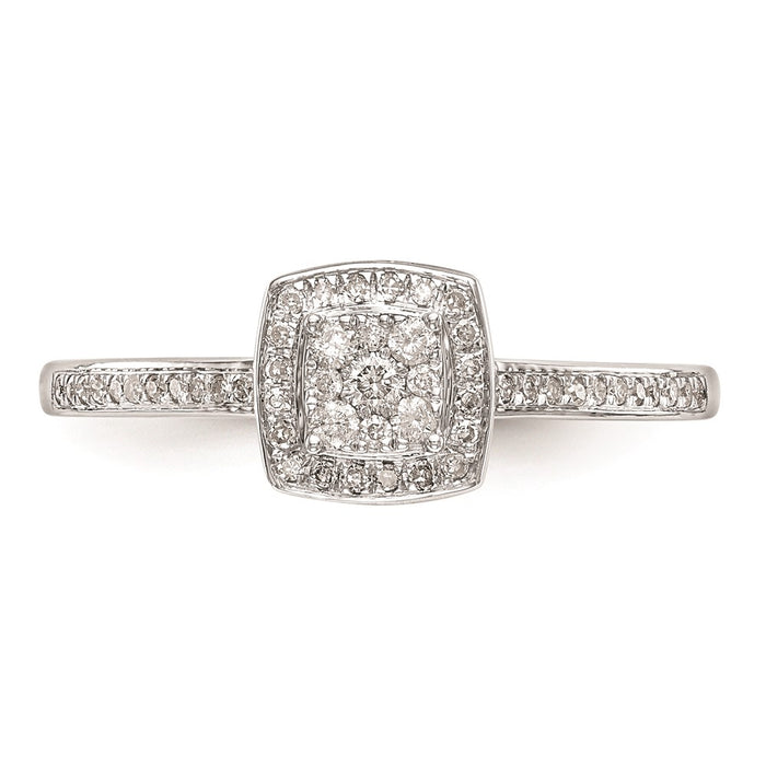 Designer 10K White Gold Halo Diamond Engagement Ring, 1/5 Carat Cluster - Stylish Value-4