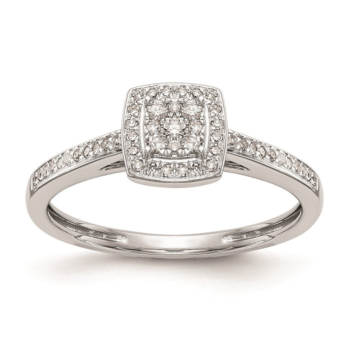 Exclusive 14K White Gold Square Halo Engagement Ring - 1/5 Carat Diamonds, Stylish Value-1