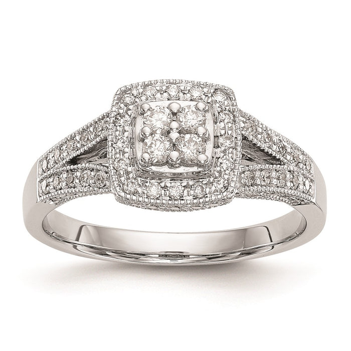 Buy Exclusive 14K White Gold Square Halo Engagement Ring with 1/2 Carat Diamonds-1