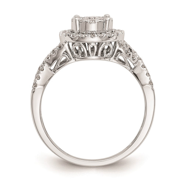 High-quality 14K White Gold 3/4 Carat Diamond Halo Engagement Ring - Stylish Value-2