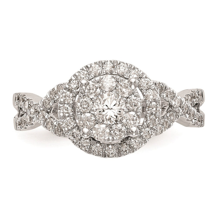 High-quality 14K White Gold 3/4 Carat Diamond Halo Engagement Ring - Stylish Value-4