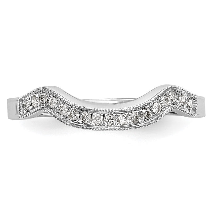 High-Quality 14K White Gold Contoured Wedding Band with 1/10 Carat Diamonds-4