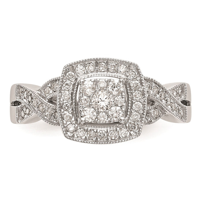 High-Quality 14K White Gold Square Halo Diamond Ring, 3/8 Carat - Stylish Value!-4