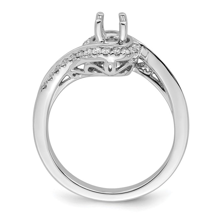 Exclusive 14K White Gold By-Pass Engagement Ring, 1/2 Carat Center, Stylish Design-2