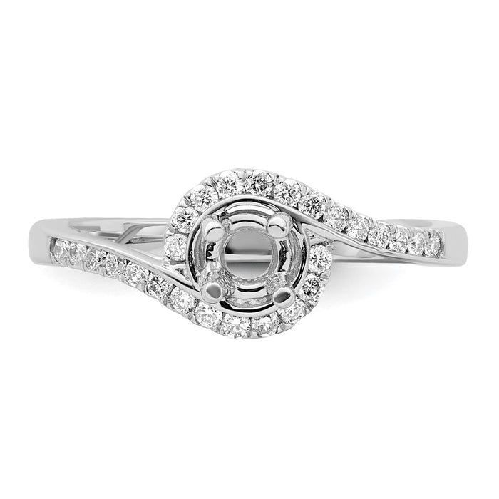 Exclusive 14K White Gold By-Pass Engagement Ring, 1/2 Carat Center, Stylish Design-4