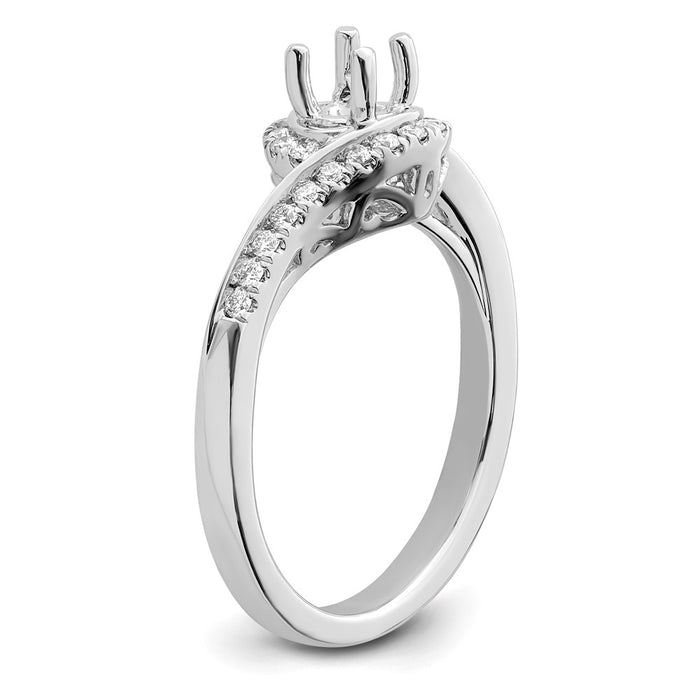 Exclusive 14K White Gold By-Pass Engagement Ring, 1/2 Carat Center, Stylish Design-6