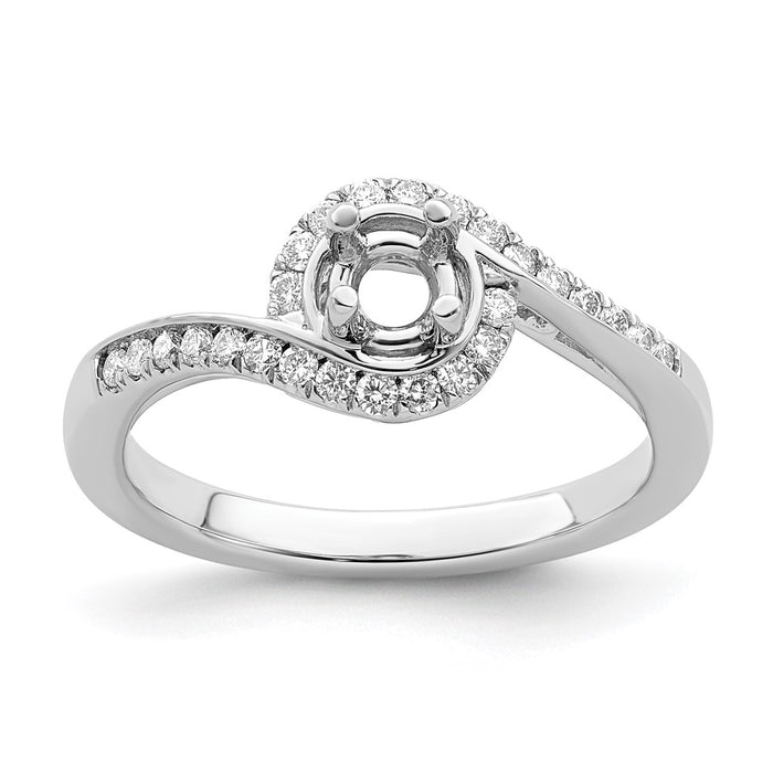 Exclusive 14K White Gold By-Pass Engagement Ring, 1/2 Carat Center, Stylish Design-7