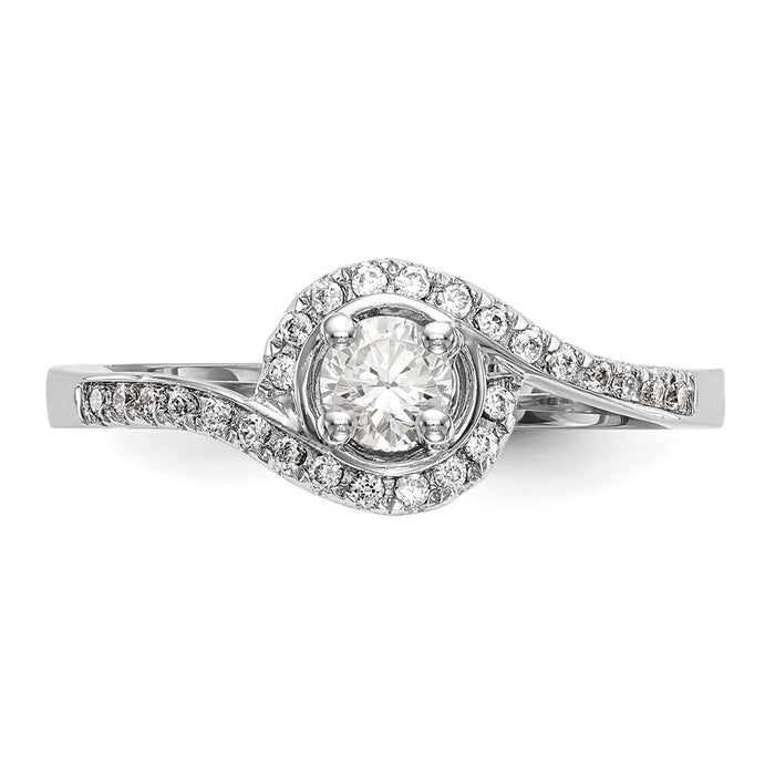 Exclusive 14K White Gold By-Pass Engagement Ring, 1 Carat with 1/3 Carat Diamonds-4