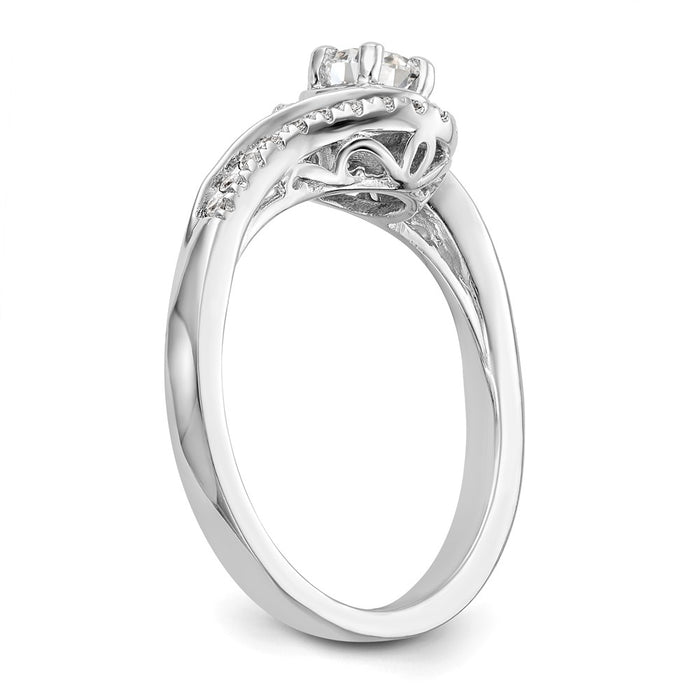 Exclusive 14K White Gold By-Pass Engagement Ring, 1 Carat with 1/3 Carat Diamonds-6