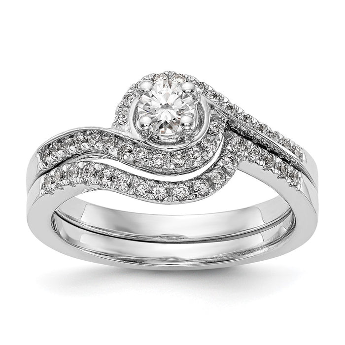 Exclusive 14K White Gold By-Pass Engagement Ring, 1 Carat with 1/3 Carat Diamonds-7
