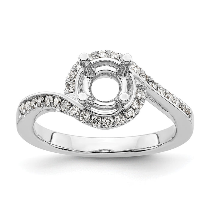 Exclusive 14K White Gold By-Pass Engagement Ring, 1 Carat with 1/3 Carat Diamonds-8