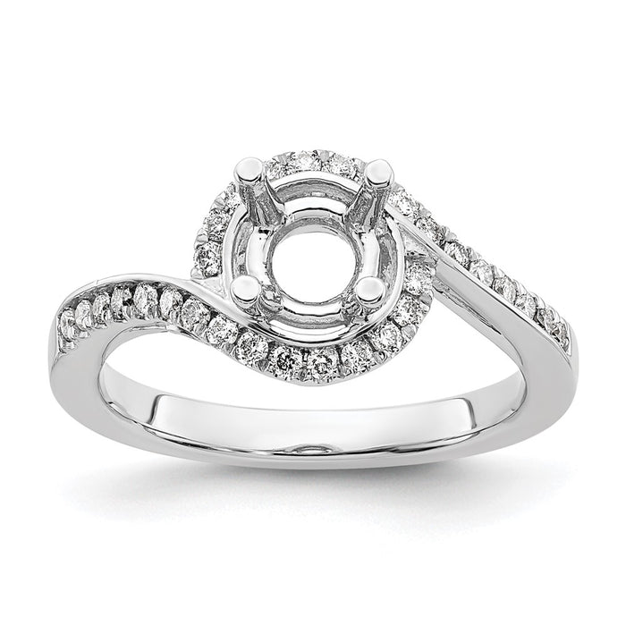 Exclusive 14K White Gold By-Pass Engagement Ring, 1 Carat with 1/3 Carat Diamonds-1