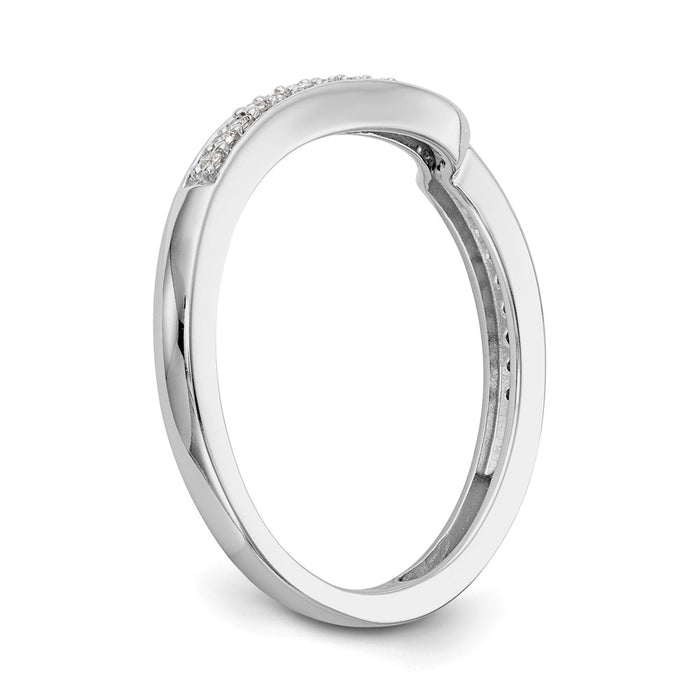 Buy Stylish 10K White Gold Contoured Wedding Band with 1/10 Carat Diamonds-6