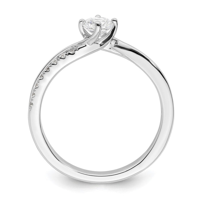 Buy Exclusive 14K White Gold By-Pass Engagement Ring, 1/3 Carat Center, Stylish Accents-2