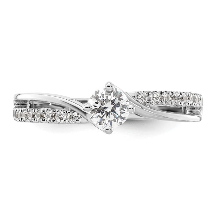 Buy Exclusive 14K White Gold By-Pass Engagement Ring, 1/3 Carat Center, Stylish Accents-4