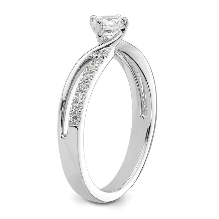 Buy Exclusive 14K White Gold By-Pass Engagement Ring, 1/3 Carat Center, Stylish Accents-6