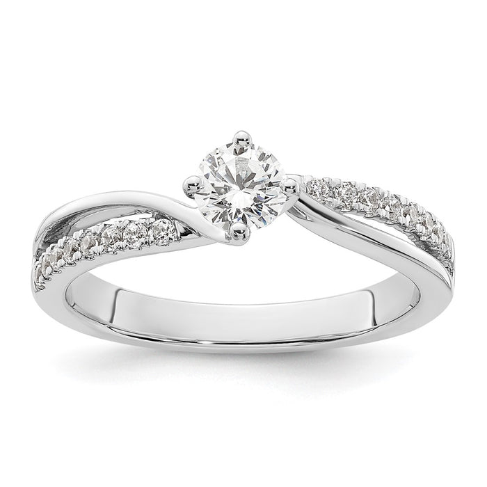 Buy Exclusive 14K White Gold By-Pass Engagement Ring, 1/3 Carat Center, Stylish Accents-1