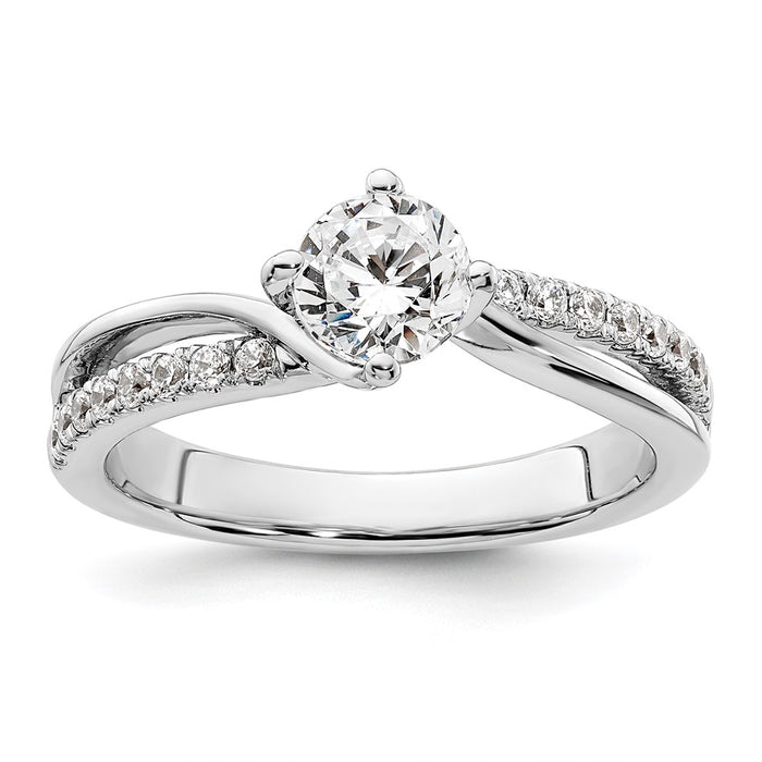 Buy Stylish 14K White Gold By-Pass Engagement Ring for 3/4 Carat Center-1