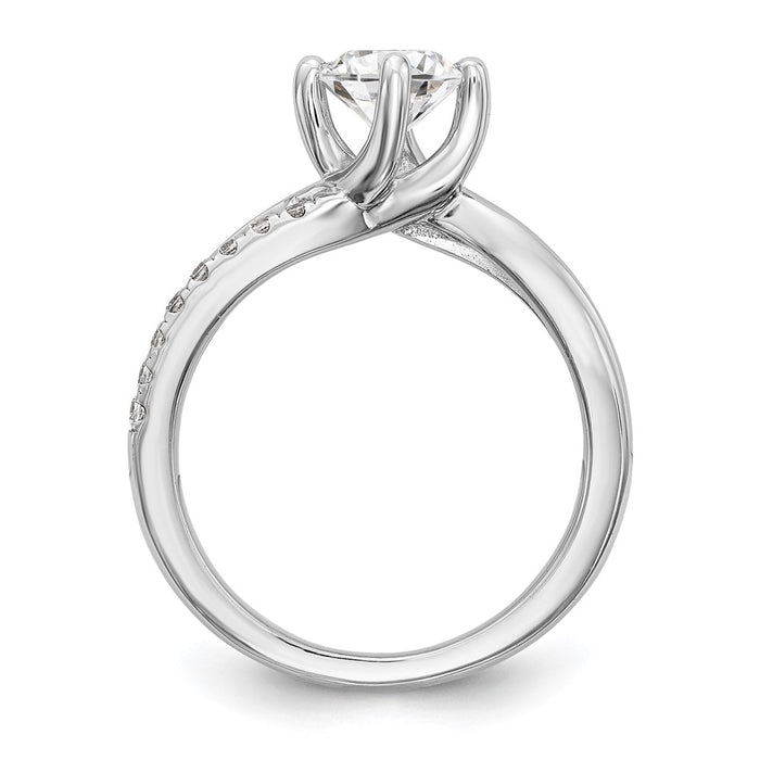Buy 14K White Gold By-Pass Engagement Ring for 1 Carat Round Center - Luxury Design-2