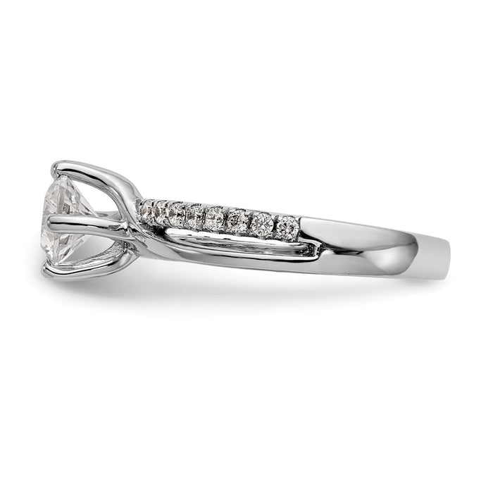 Buy 14K White Gold By-Pass Engagement Ring for 1 Carat Round Center - Luxury Design-3