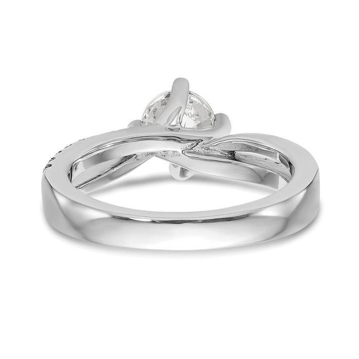 Buy 14K White Gold By-Pass Engagement Ring for 1 Carat Round Center - Luxury Design-5
