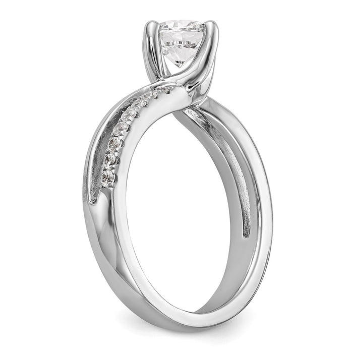 Buy 14K White Gold By-Pass Engagement Ring for 1 Carat Round Center - Luxury Design-6