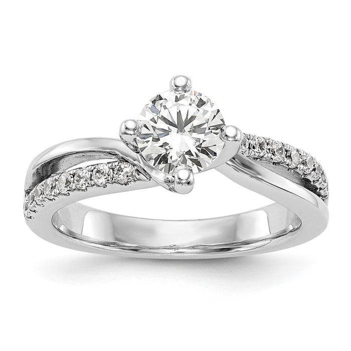Buy 14K White Gold By-Pass Engagement Ring for 1 Carat Round Center - Luxury Design-1
