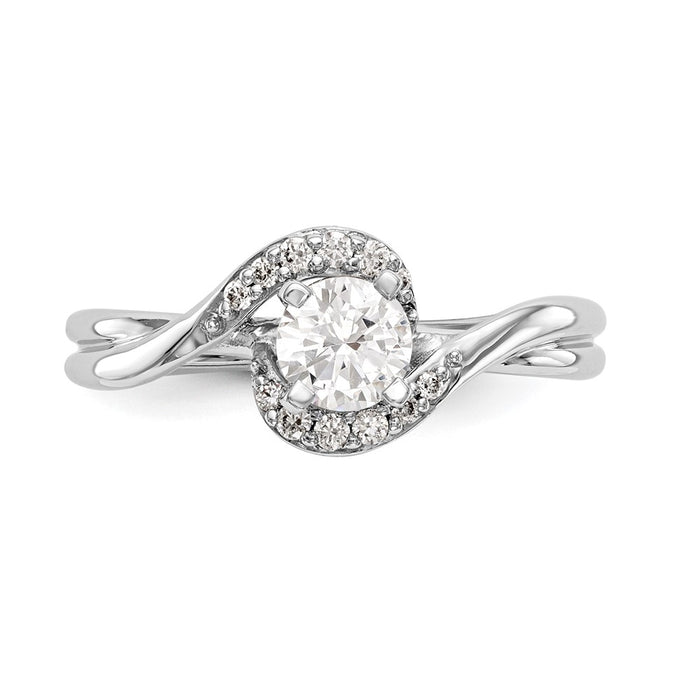 Exclusive 14K White Gold By-Pass Engagement Ring, 1/10 Carat Diamond, Stylish Value-4