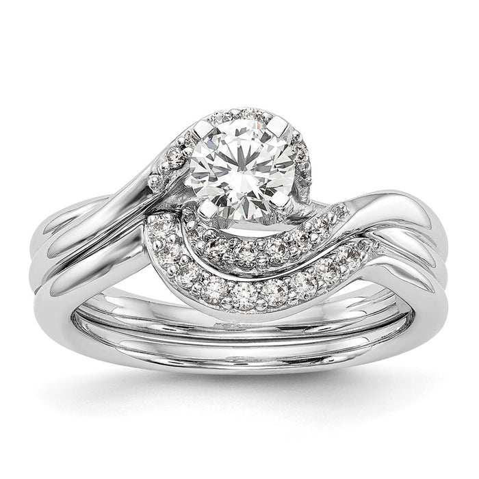 Exclusive 14K White Gold By-Pass Engagement Ring, 1/10 Carat Diamond, Stylish Value-7