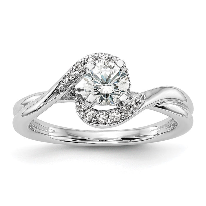 Exclusive 14K White Gold By-Pass Engagement Ring, 1/10 Carat Diamond, Stylish Value-1