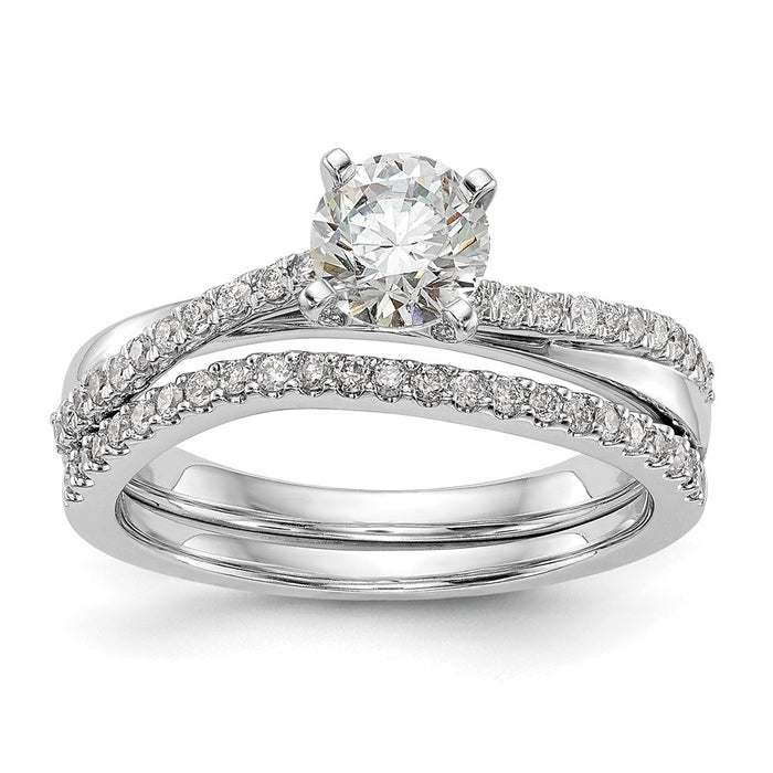 Buy Stylish 14K White Gold Bypass Engagement Ring & 1/8 Carat Diamond-7
