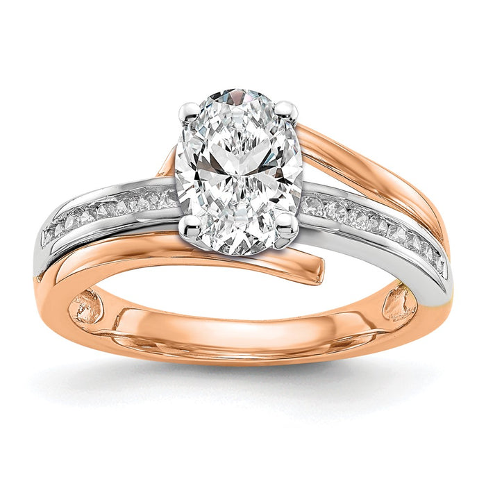 High-quality 14K White & Rose Gold Bypass Diamond Semi-Mount Ring, 1/6 CT-8