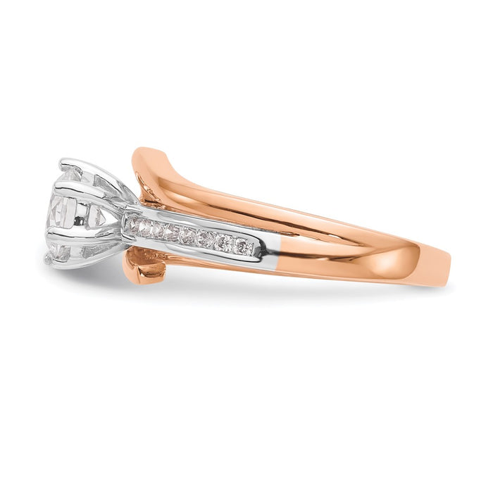 High-quality 14K White & Rose Gold Bypass Diamond Semi-Mount Ring, 1/6 CT-3