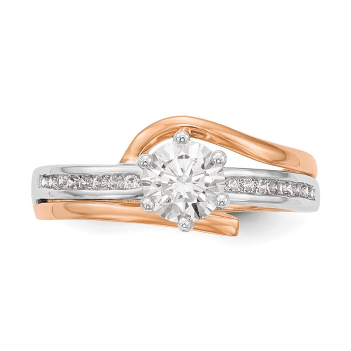 High-quality 14K White & Rose Gold Bypass Diamond Semi-Mount Ring, 1/6 CT-4