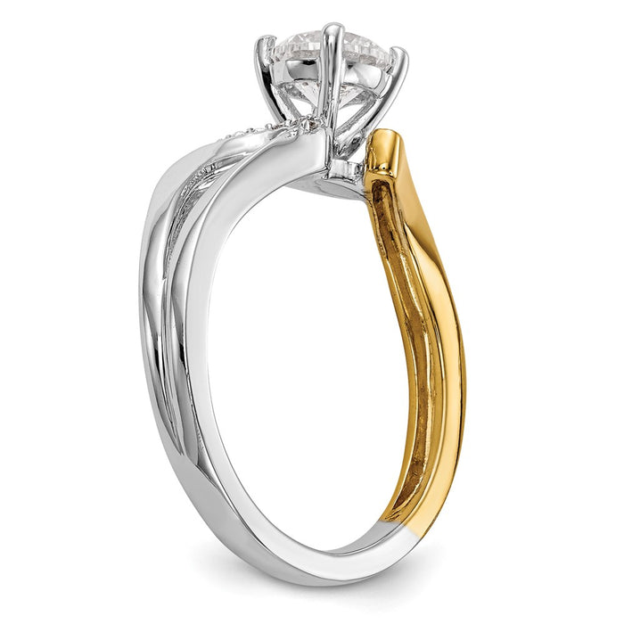 Buy Exclusive 14K Two-Tone By-Pass Diamond Semi-Mount Ring, 0.02 Carat Accent-6