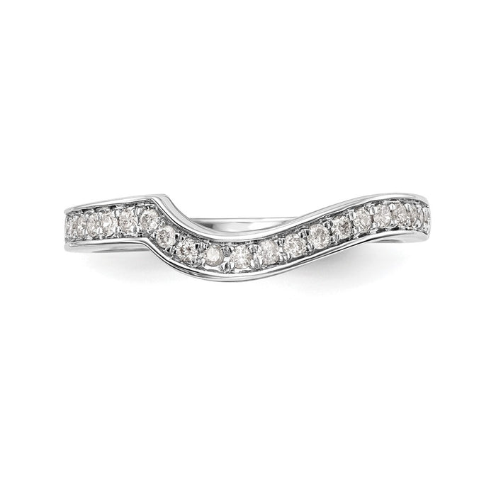 Buy Stylish 14K White Gold Contoured Wedding Band - 1/5 Carat Diamond-4