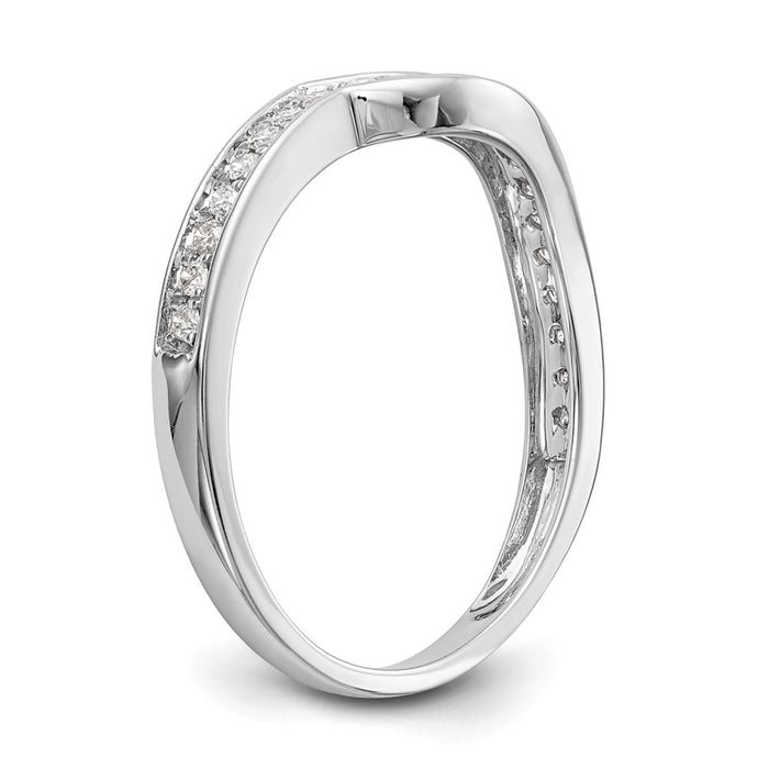 Buy Stylish 14K White Gold Contoured Wedding Band - 1/5 Carat Diamond-6