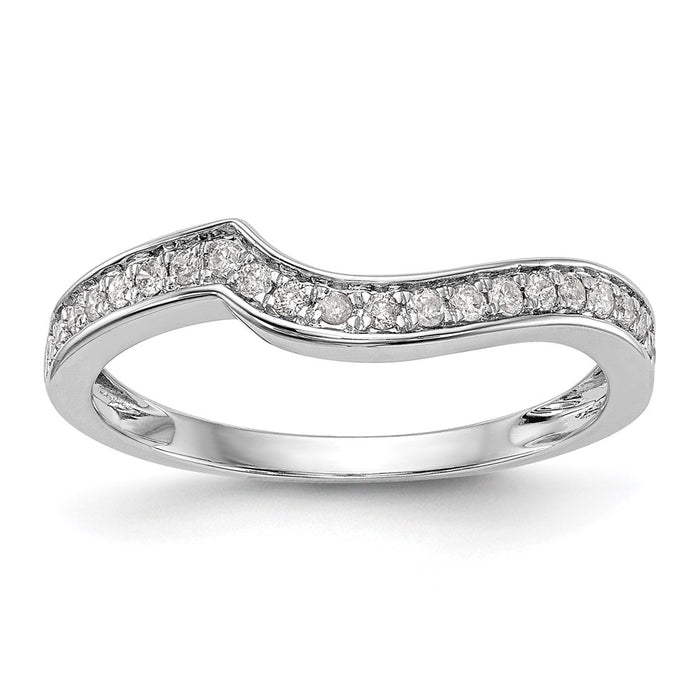 Buy Stylish 14K White Gold Contoured Wedding Band - 1/5 Carat Diamond-1