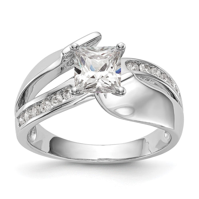 Buy Stylish 14K White Gold By-Pass Engagement Ring with 1/5 Carat Diamond-8