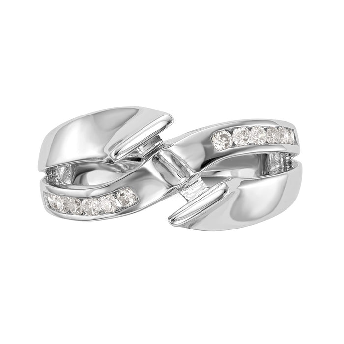 Buy Stylish 14K White Gold By-Pass Engagement Ring with 1/5 Carat Diamond-4