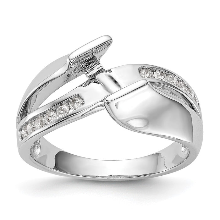Buy Stylish 14K White Gold By-Pass Engagement Ring with 1/5 Carat Diamond-7