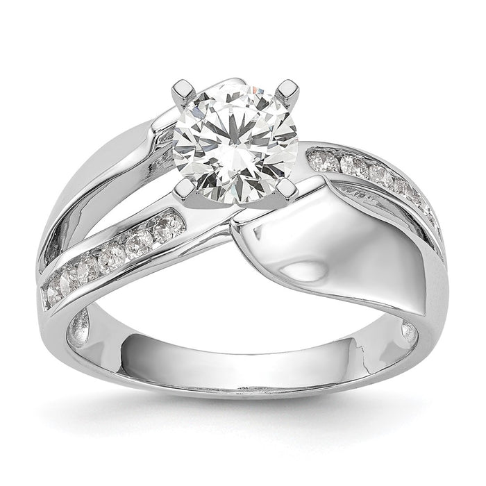 Buy Stylish 14K White Gold By-Pass Engagement Ring with 1/5 Carat Diamond-1
