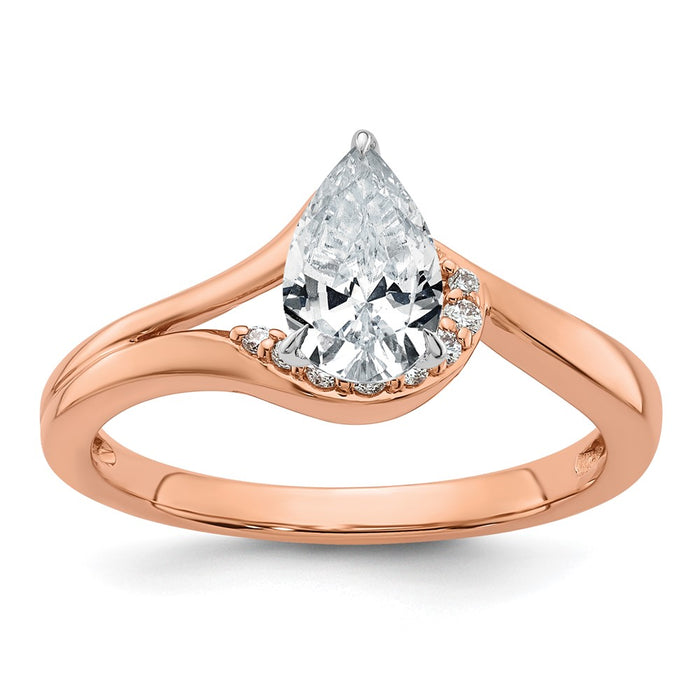 Buy Stylish 10K Rose Gold Bypass Engagement Ring with 1/20 Carat Diamond-8