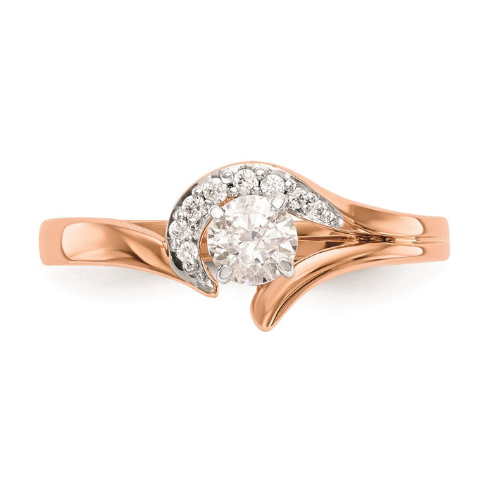 Buy Stylish 10K Rose Gold Bypass Engagement Ring with 1/20 Carat Diamond-4