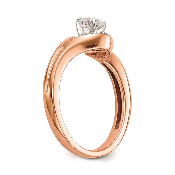 Buy Stylish 10K Rose Gold Bypass Engagement Ring with 1/20 Carat Diamond-6