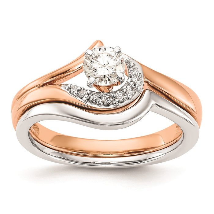 Buy Stylish 10K Rose Gold Bypass Engagement Ring with 1/20 Carat Diamond-7
